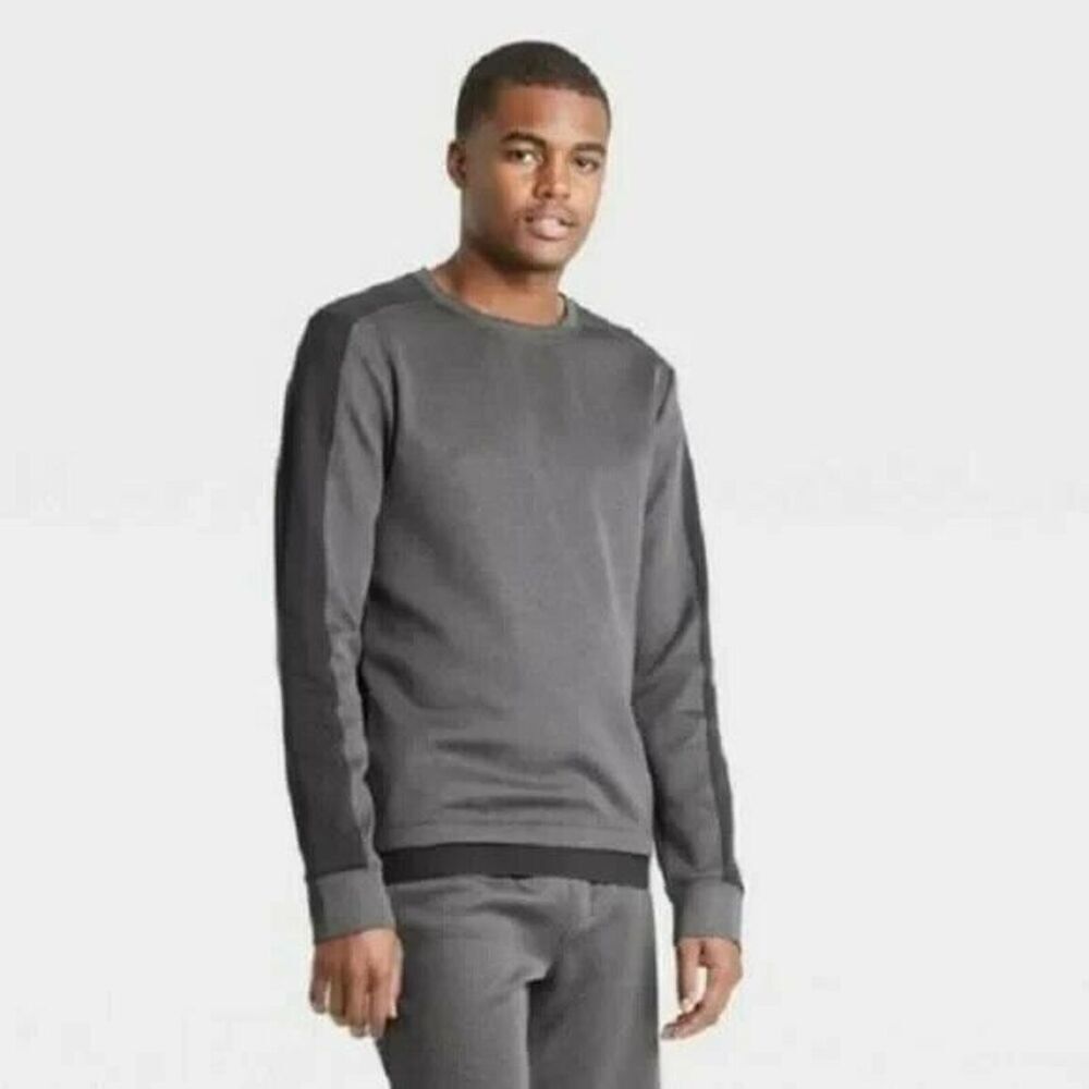 All in Motion Sweatshirt Mens Pullover Small Gray Long Sleeve Striped Fall New